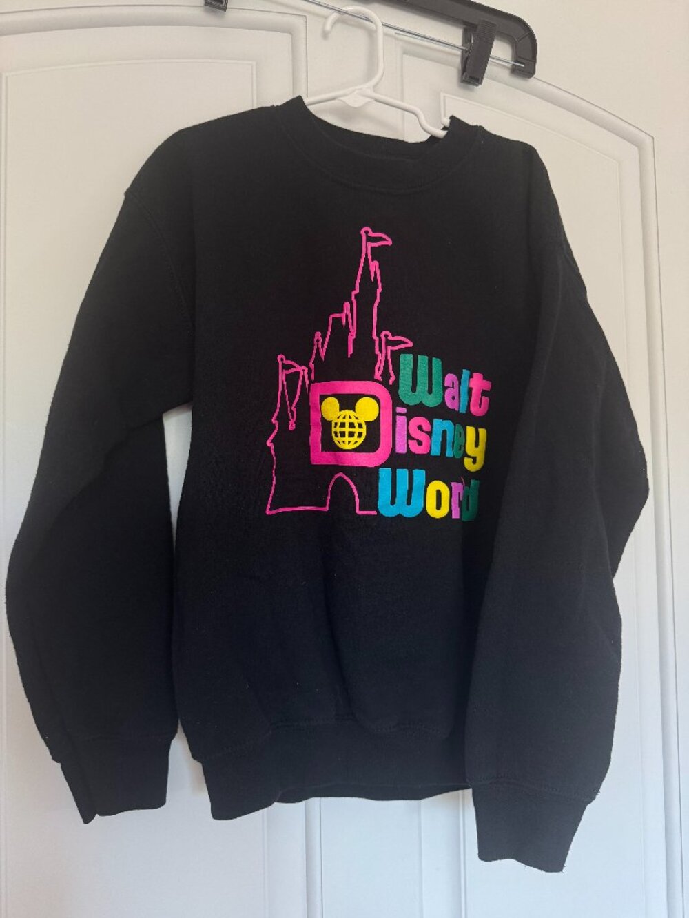 Walt Disney World Unisex Kids M Sweatshirt Retro Neon Cool Black 90s Y2k